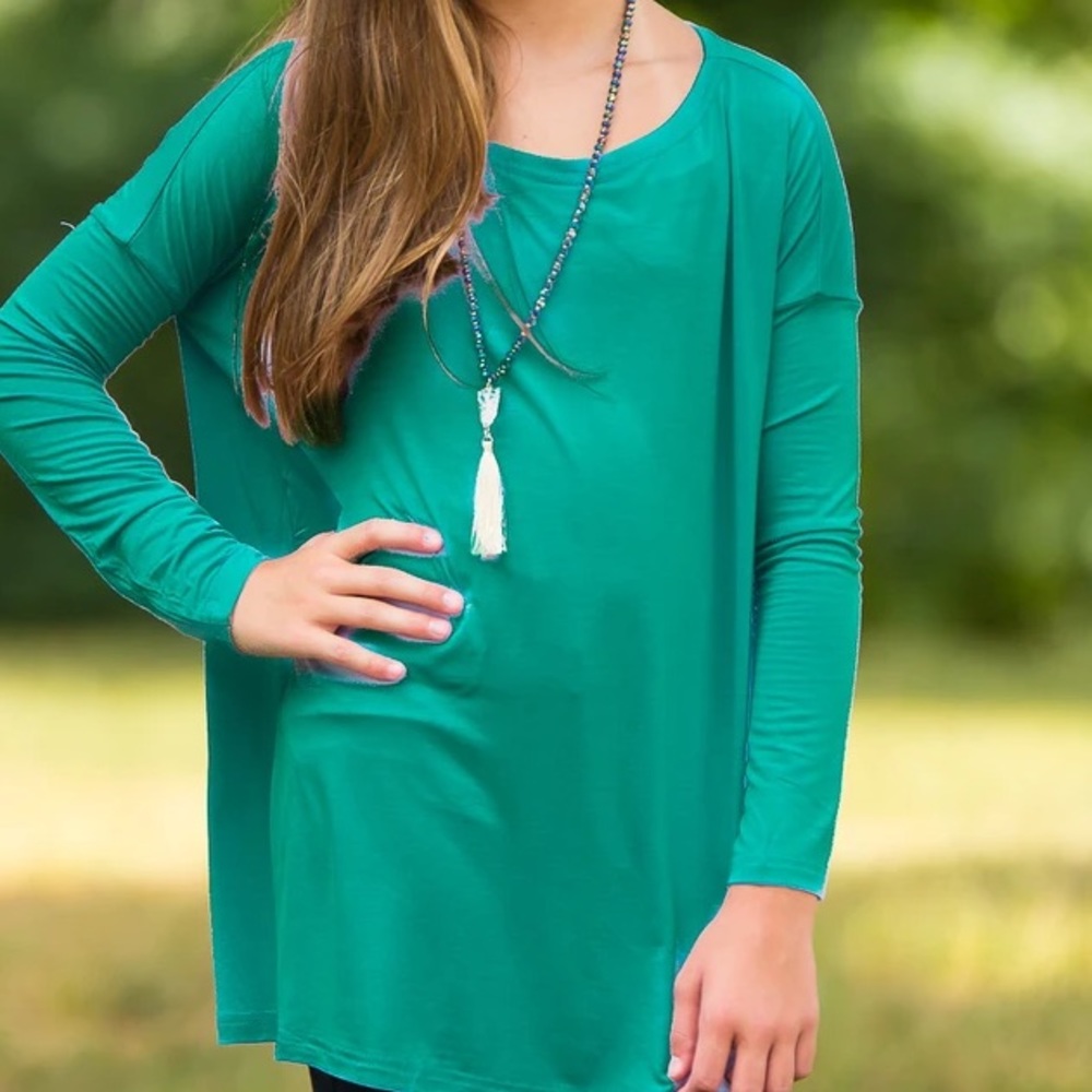 Teal Piko shirt long sleeve
